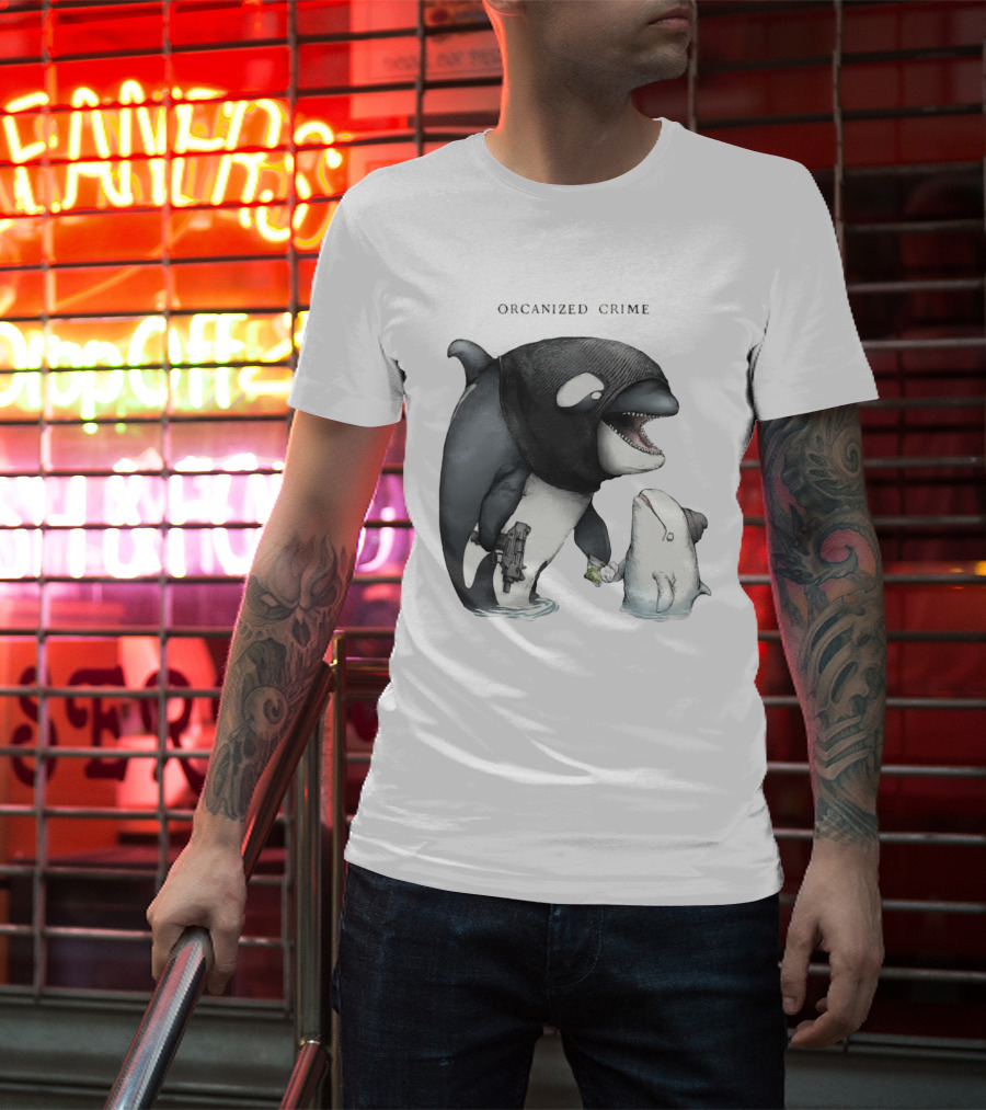 Orcanized Crime Dolphin 2026 Gun And Fish Transaction T-Shirt
