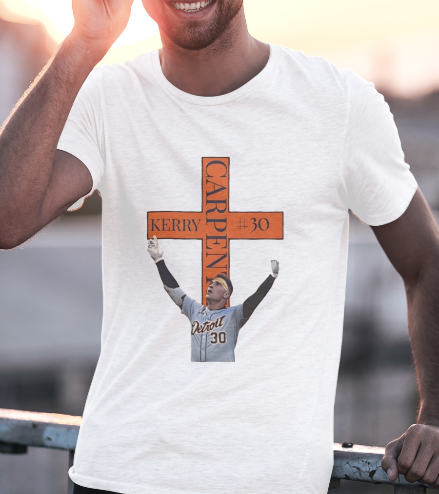 Kerry Carpenter Detroit Tigers #30 Praise The Lord Cross T-Shirt