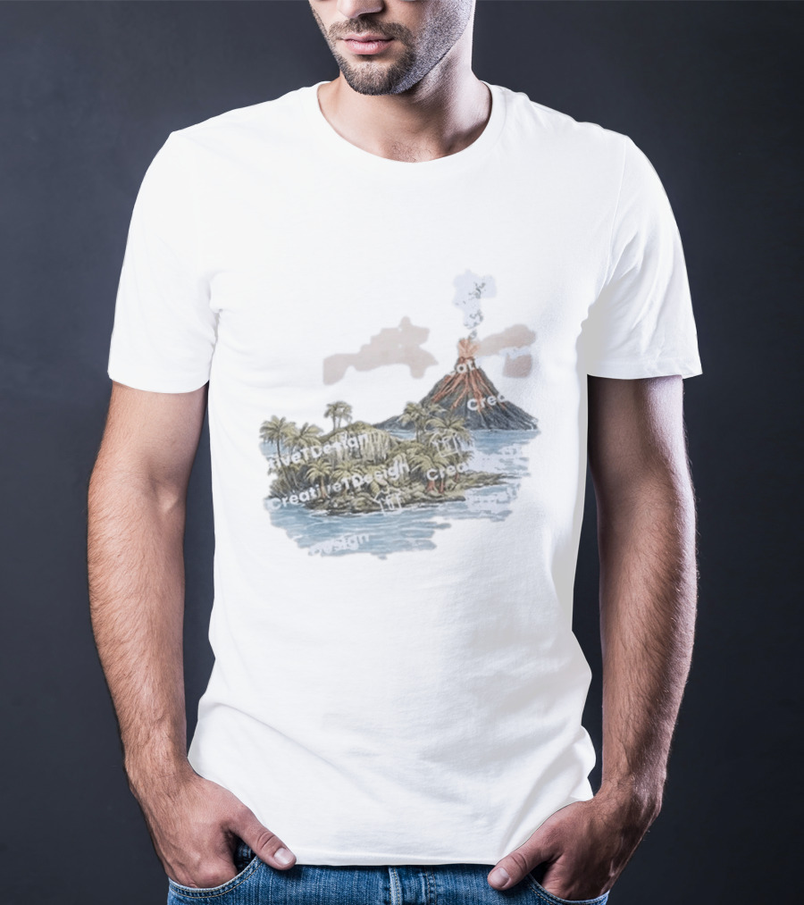 Lava Flow Volcano Tropical Island Creative T-Shirt