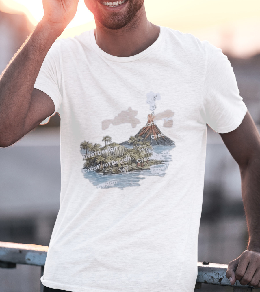 Lava Flow Volcano Tropical Island Creative T-Shirt