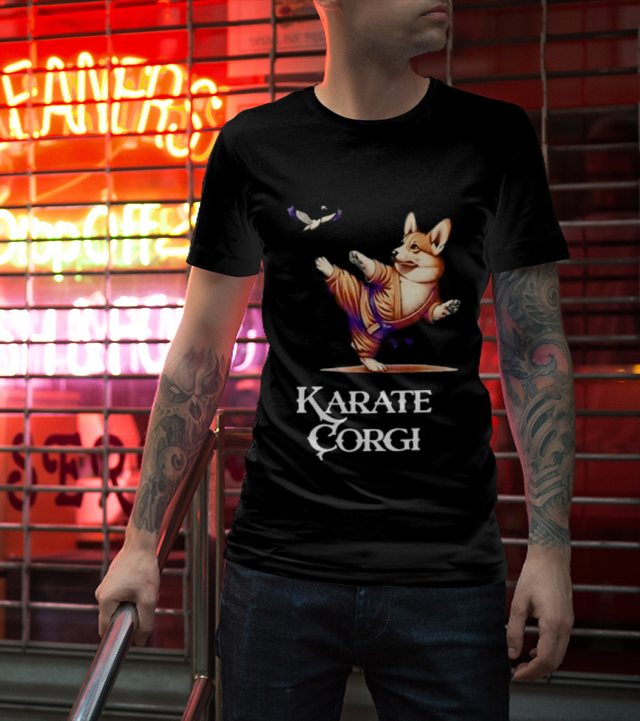 Karate Corgi Flying Crane Martial Arts Animal T-Shirt