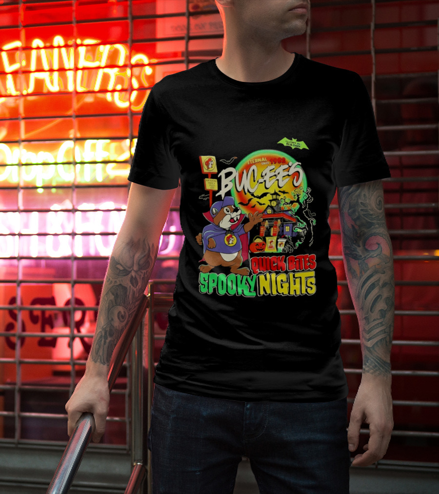 Buc Ee's Eternal Since 1982 Quick Bites Spooky Nights Halloween Glow In The Dark T-Shirt