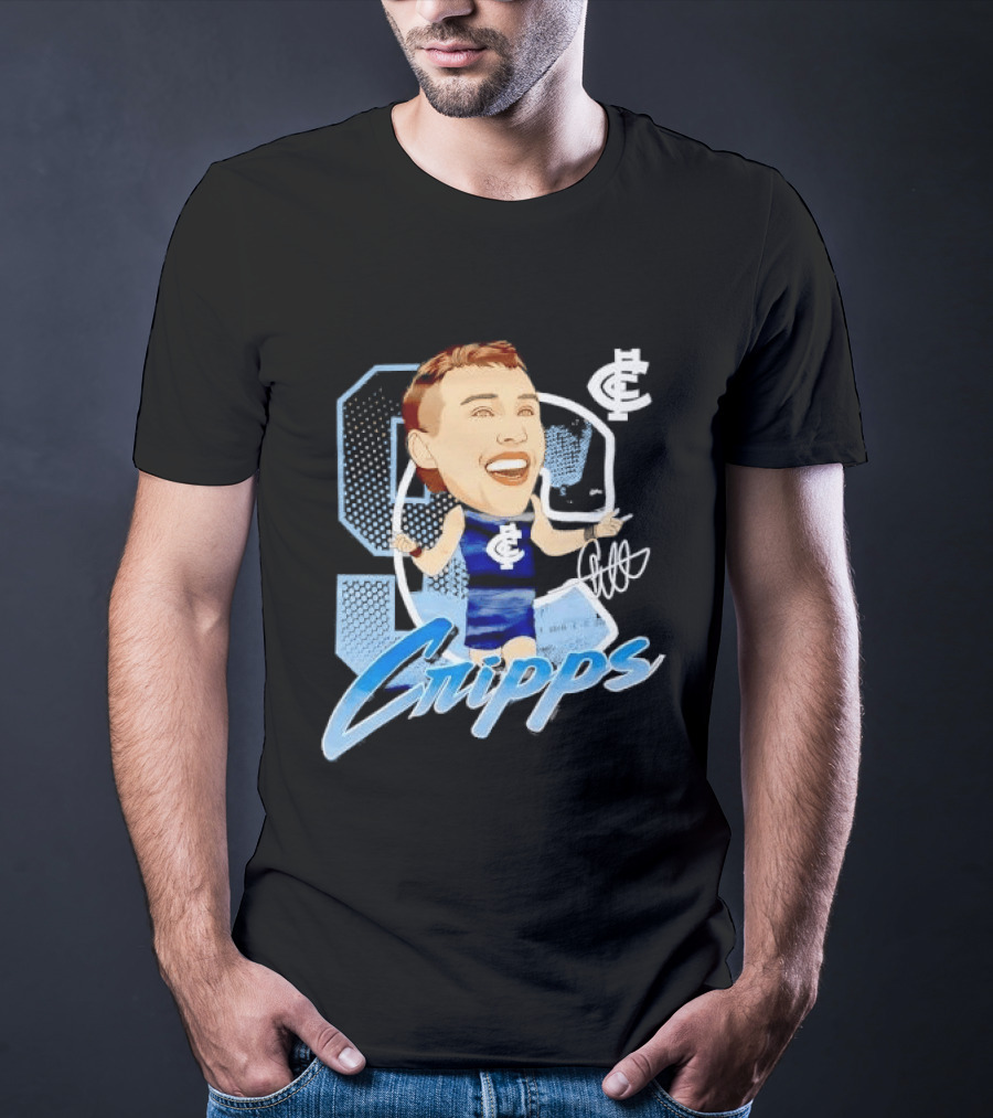 Carlton FC Patrick Cripps Caricature With Signature T-Shirt