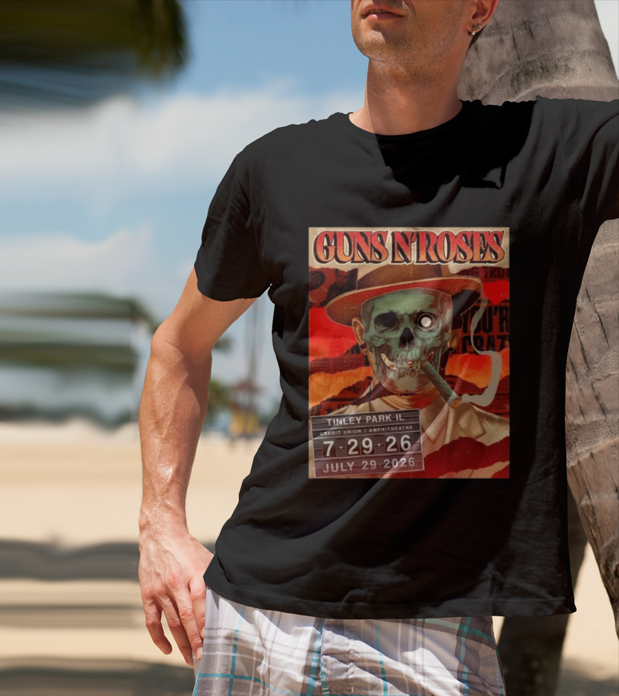 Guns N Roses Tinley Park IL July 29 2026 Concert Credit Union 1 Amphitheatre T-Shirt