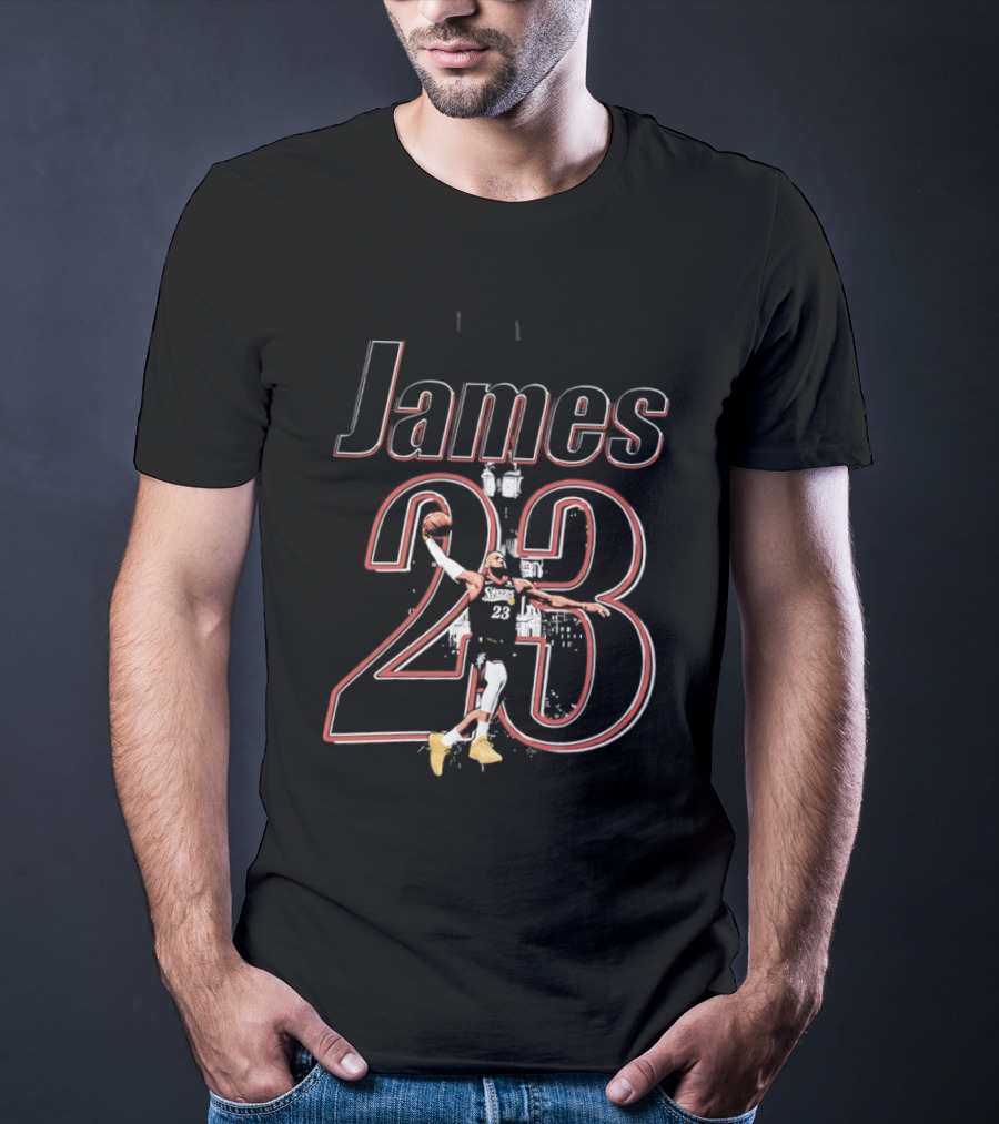 James 23 Basketball Player Action Dunk T-Shirt