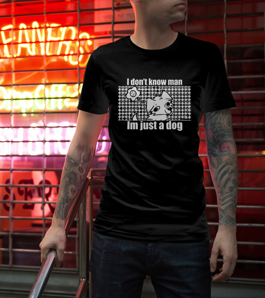 I Don't Know Man I'm Just A Dog Polka Dot Cartoon Face Flower T-Shirt