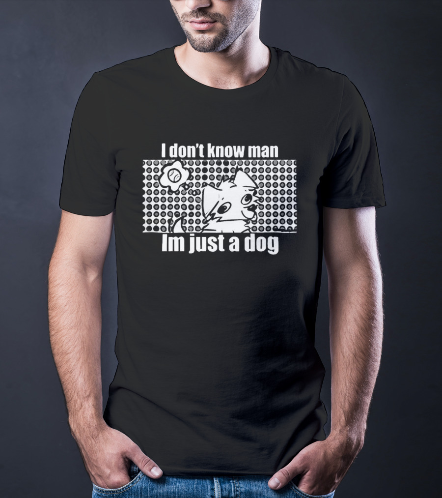I Don't Know Man I'm Just A Dog Polka Dot Cartoon Face Flower T-Shirt