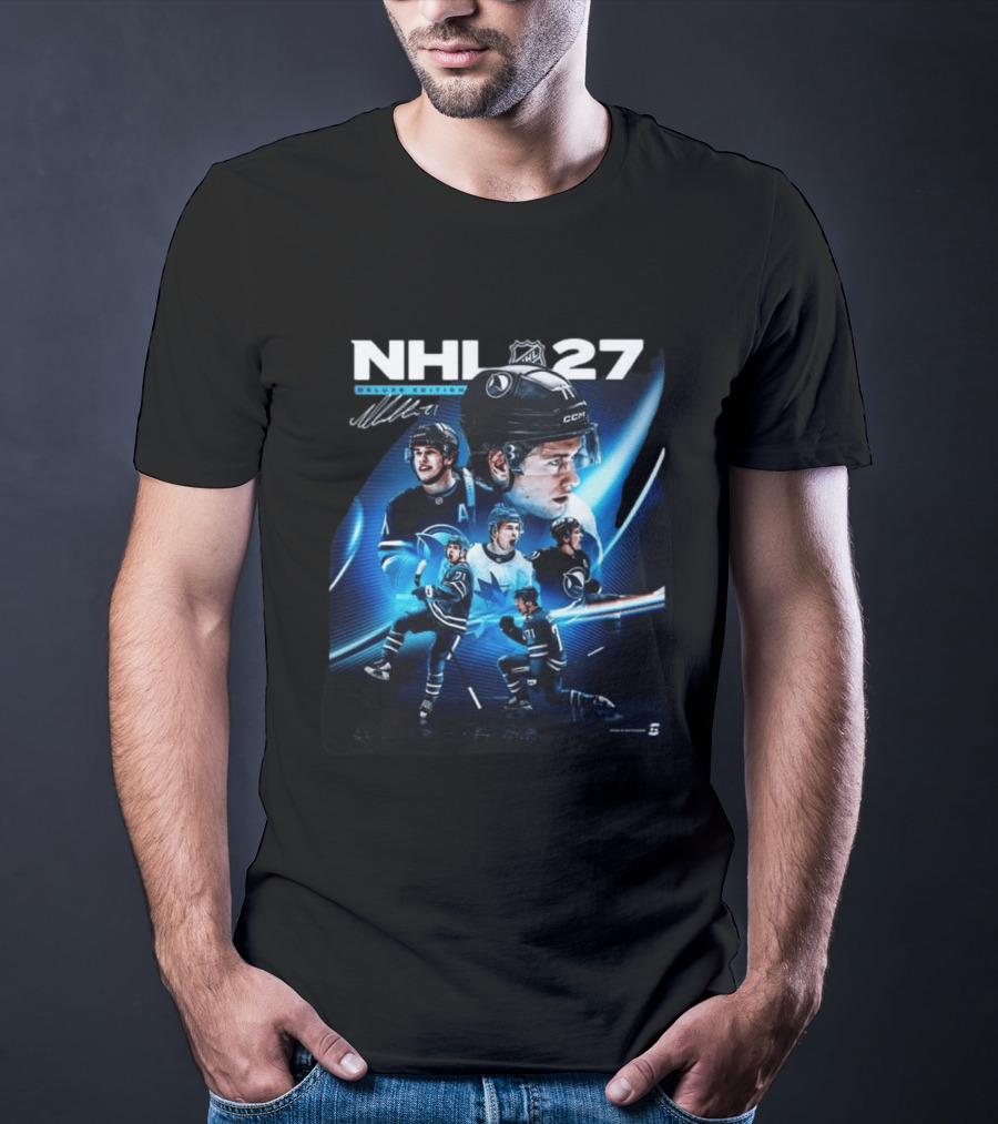 NHL 27 Deluxe Edition Macklin Celebrini Autographed Cover T-Shirt