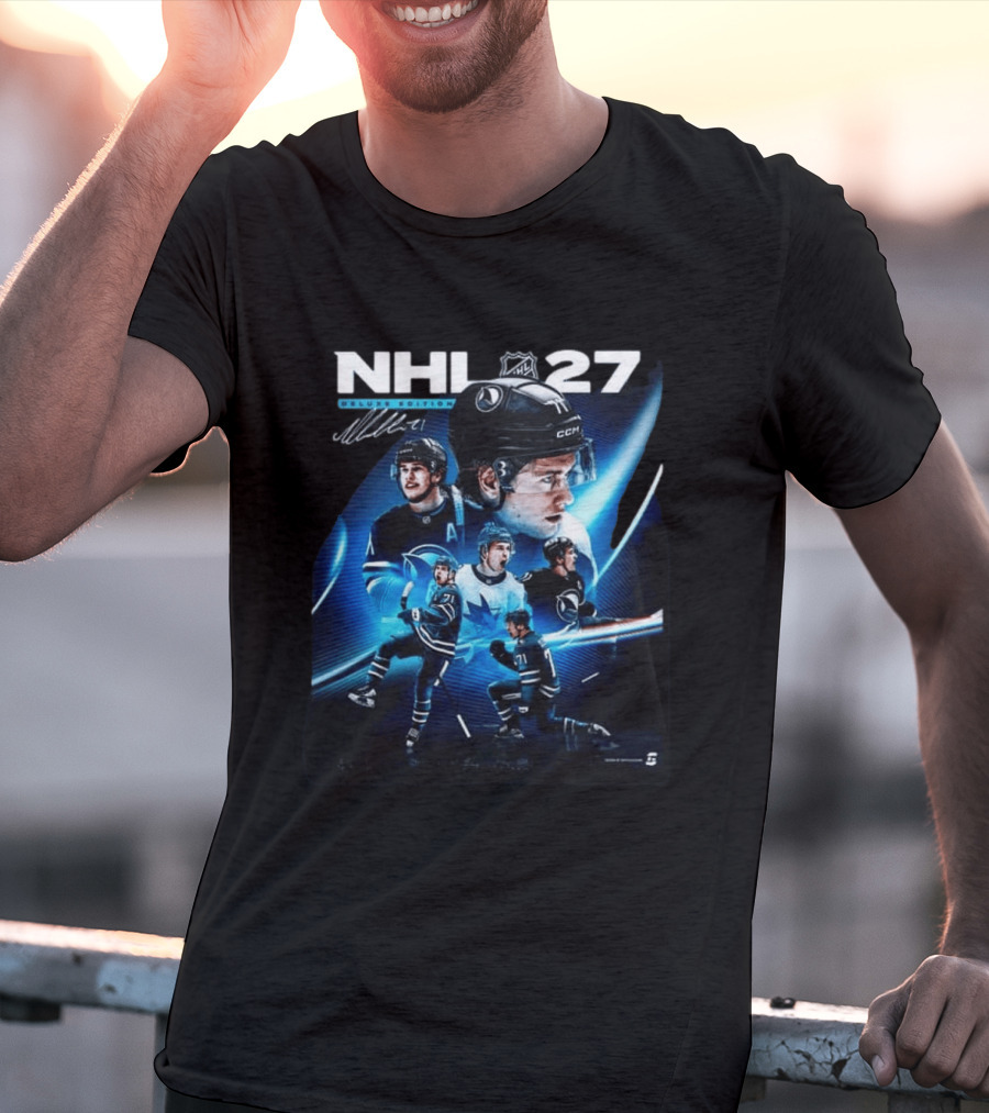 NHL 27 Deluxe Edition Macklin Celebrini Autographed Cover T-Shirt
