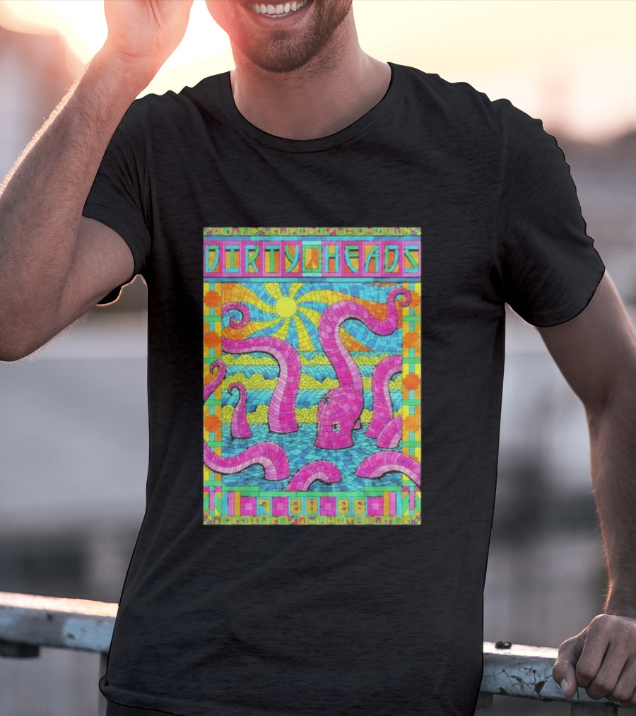 Dirty Heads Grand Rapids MI Acrisure Amphitheater July 28 2026 Psychedelic Octopus Sunburst T-Shirt