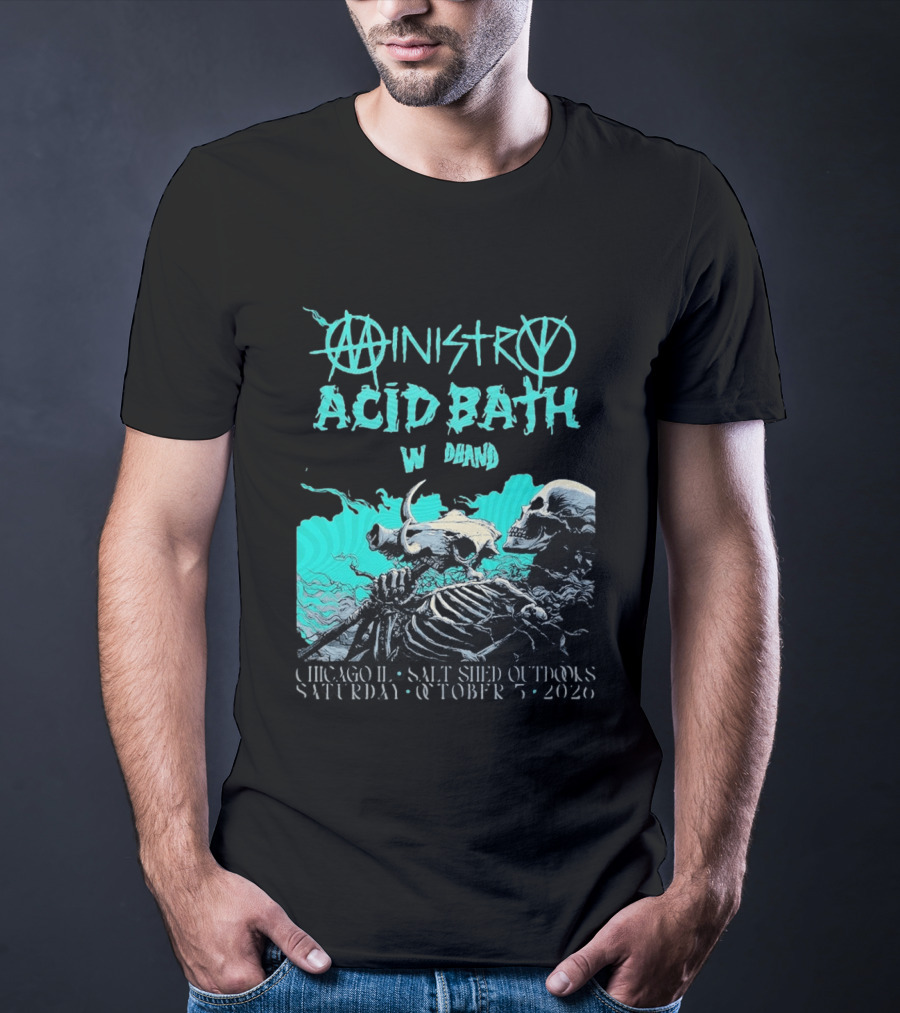 Ministry X Acid Bath Windhand Chicago IL Salt Shed Outdoors October 3 2026 Skeletons And Sea Monster T-Shirt