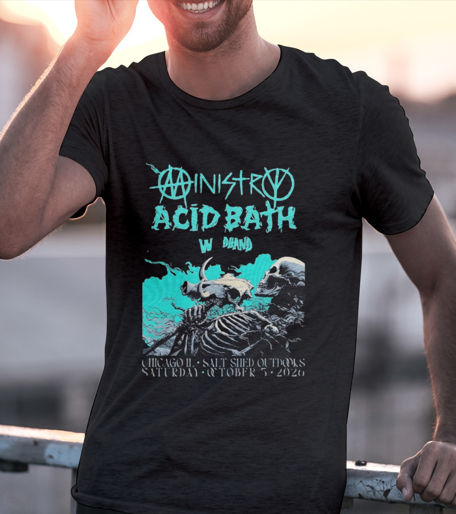 Ministry X Acid Bath Windhand Chicago IL Salt Shed Outdoors October 3 2026 Skeletons And Sea Monster T-Shirt