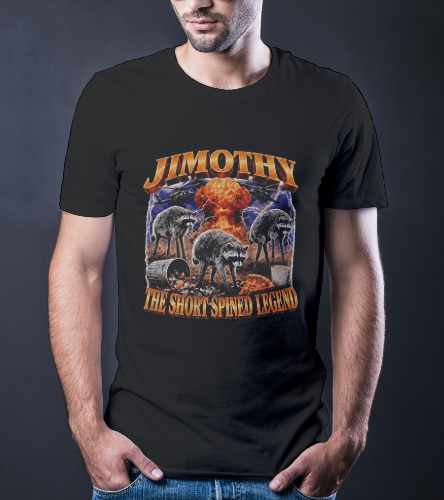 Jimothy Raccoon The Short Spined Legend Explosion With Helicopters And Trash Can T-Shirt