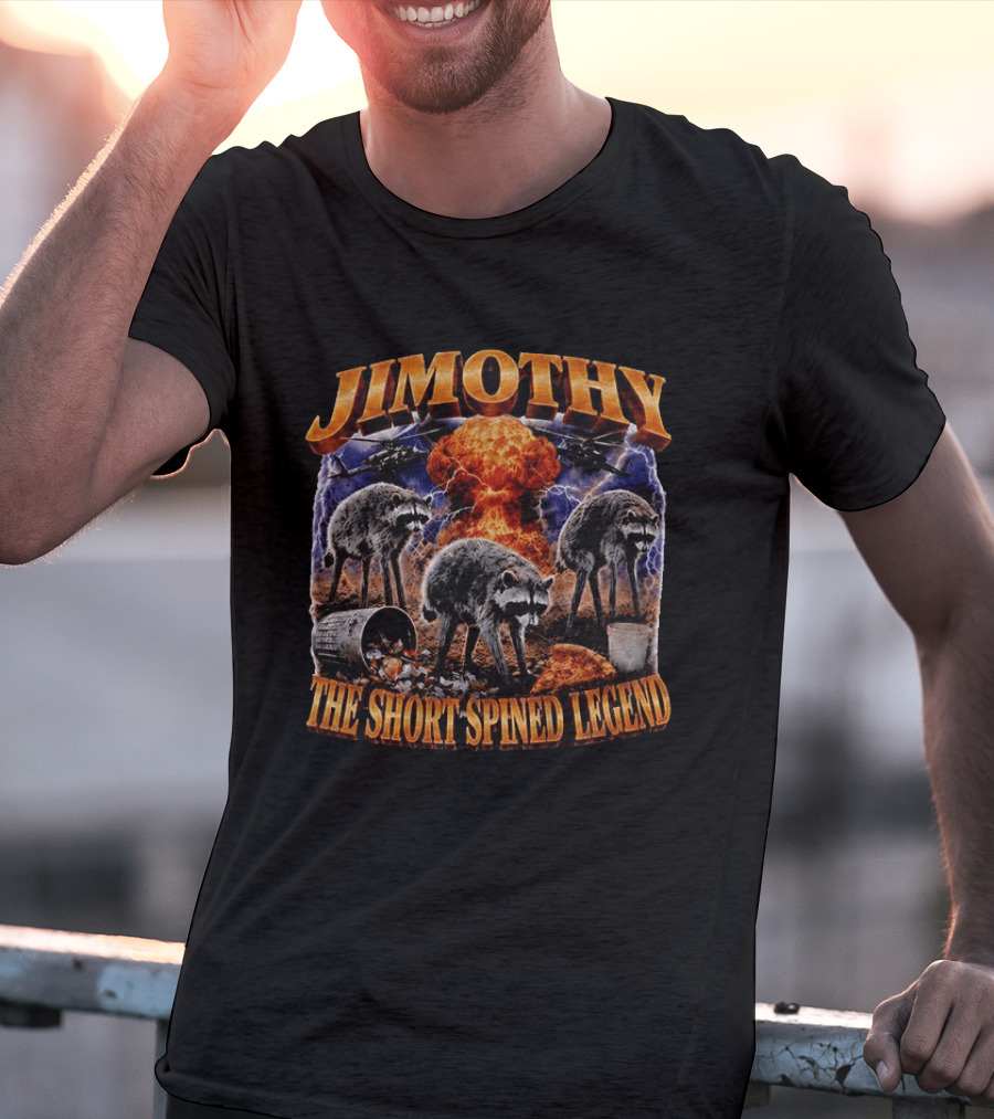Jimothy Raccoon The Short Spined Legend Explosion With Helicopters And Trash Can T-Shirt