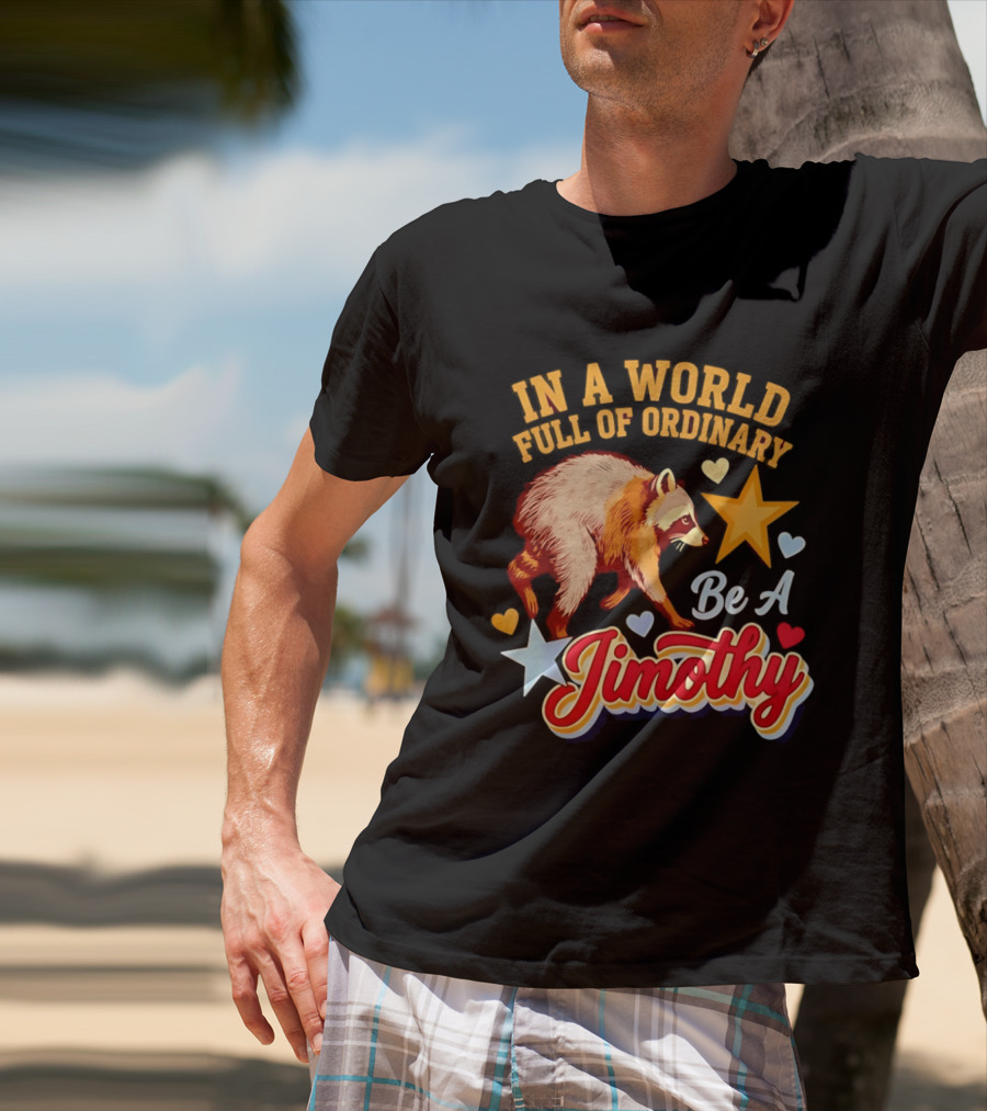 In A World Full Of Ordinary Be A Jimothy Raccoon Stars Hearts T-Shirt