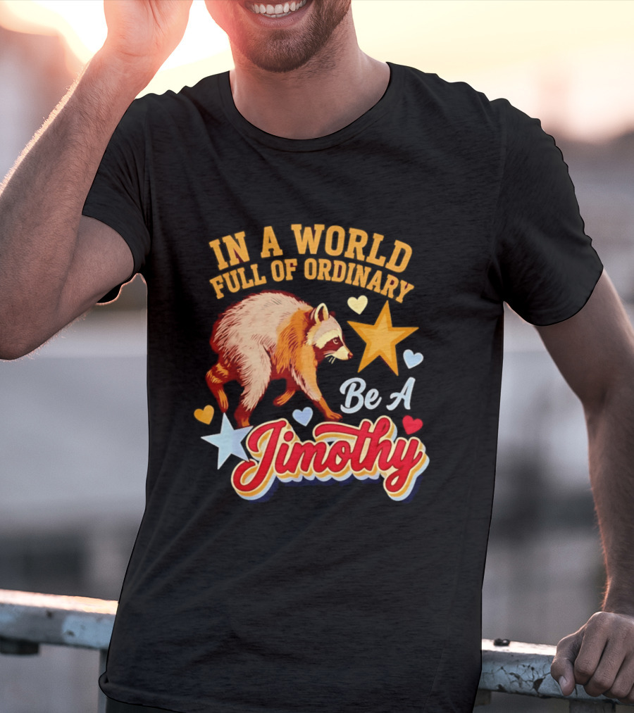 In A World Full Of Ordinary Be A Jimothy Raccoon Stars Hearts T-Shirt