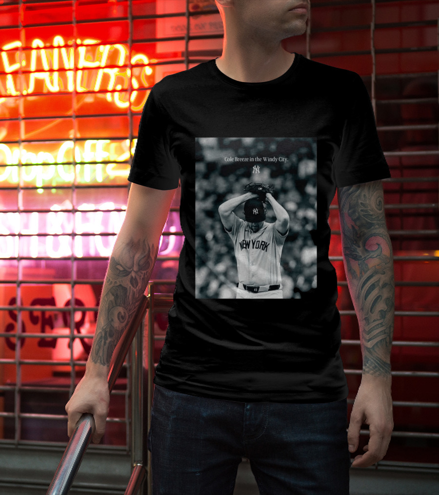 New York Yankees Cole Breeze Pitching Moment In The Windy City T-Shirt