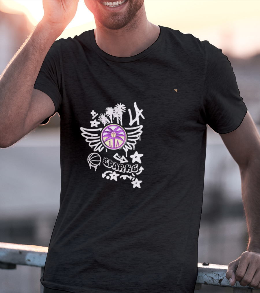 LA Sparks Graffiti Wings Basketball Stars T-Shirt