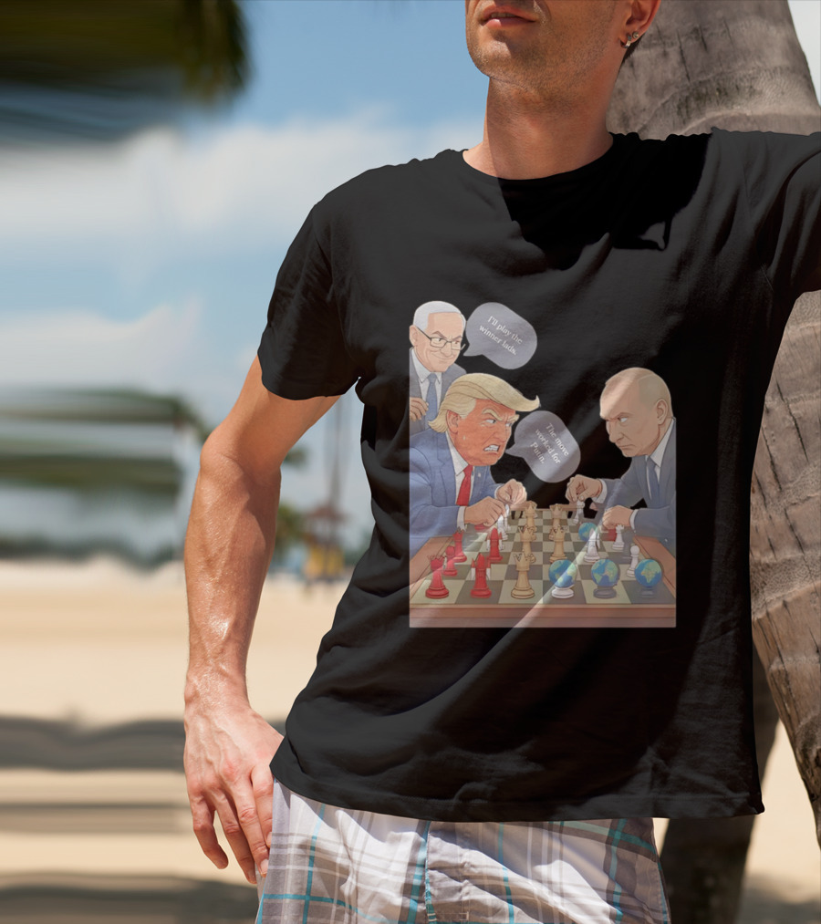 Political Chess Game Trump Putin World Leaders Cartoon T-Shirt