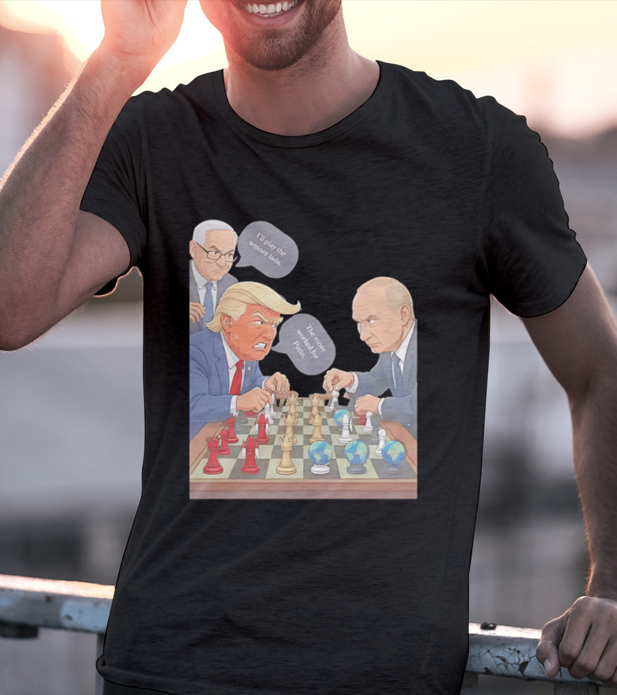 Political Chess Game Trump Putin World Leaders Cartoon T-Shirt