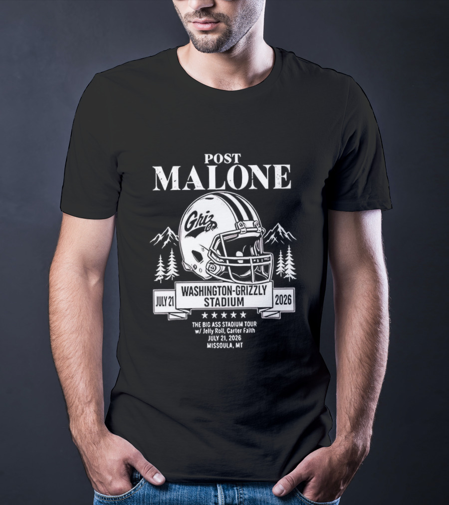 Post Malone Washington Grizzly Stadium Tour 2026 Montana Grizzlies Missoula July 2 T-Shirt