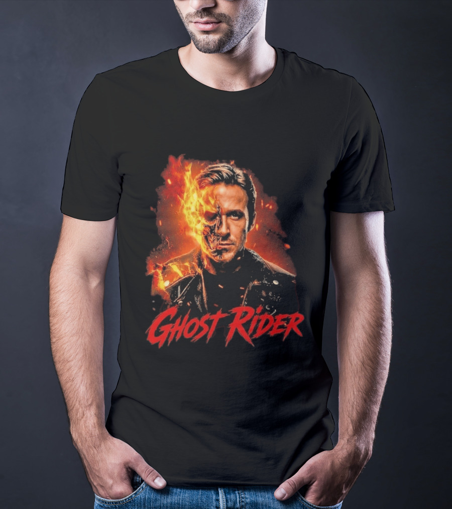 Ryan Gosling Ghost Rider Fiery Half Face Marvel T-Shirt