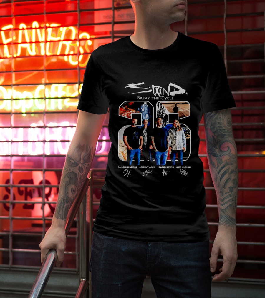 Staind Break The Cycle 25 Sal Giancarelli Johnny April Aaron Lewis Mike Mushok T-Shirt