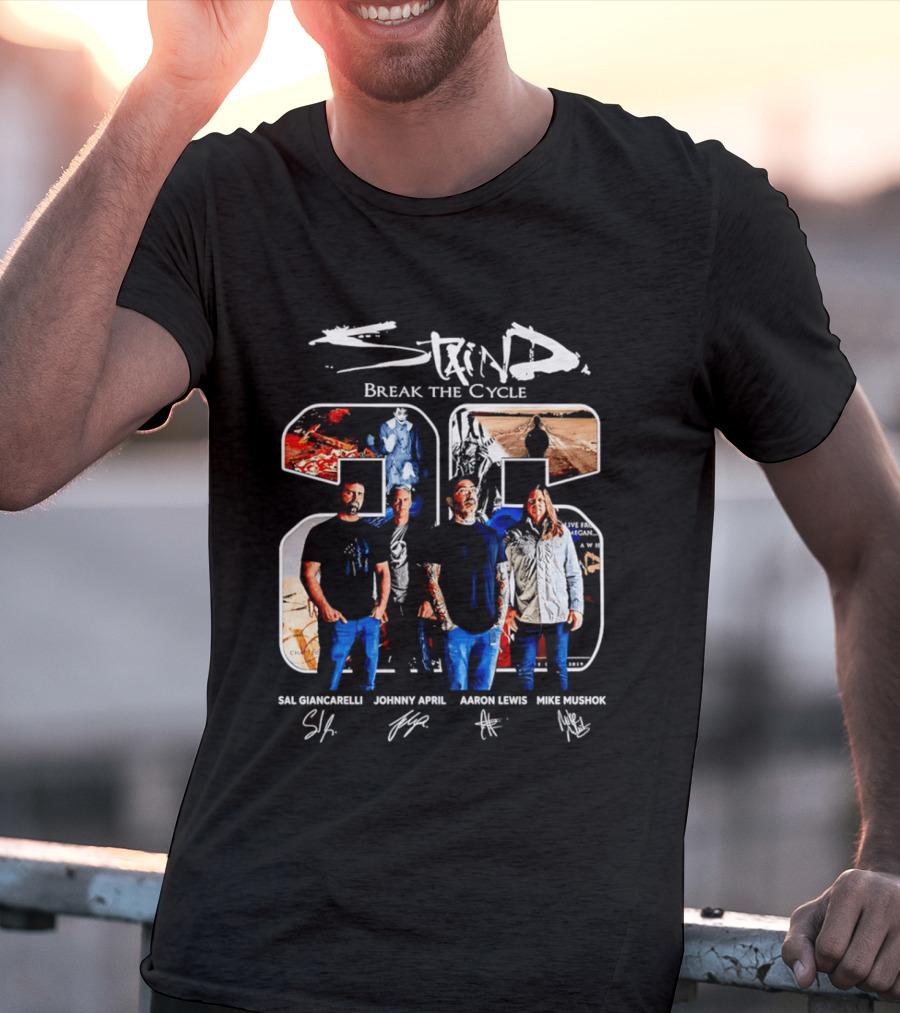 Staind Break The Cycle 25 Sal Giancarelli Johnny April Aaron Lewis Mike Mushok T-Shirt