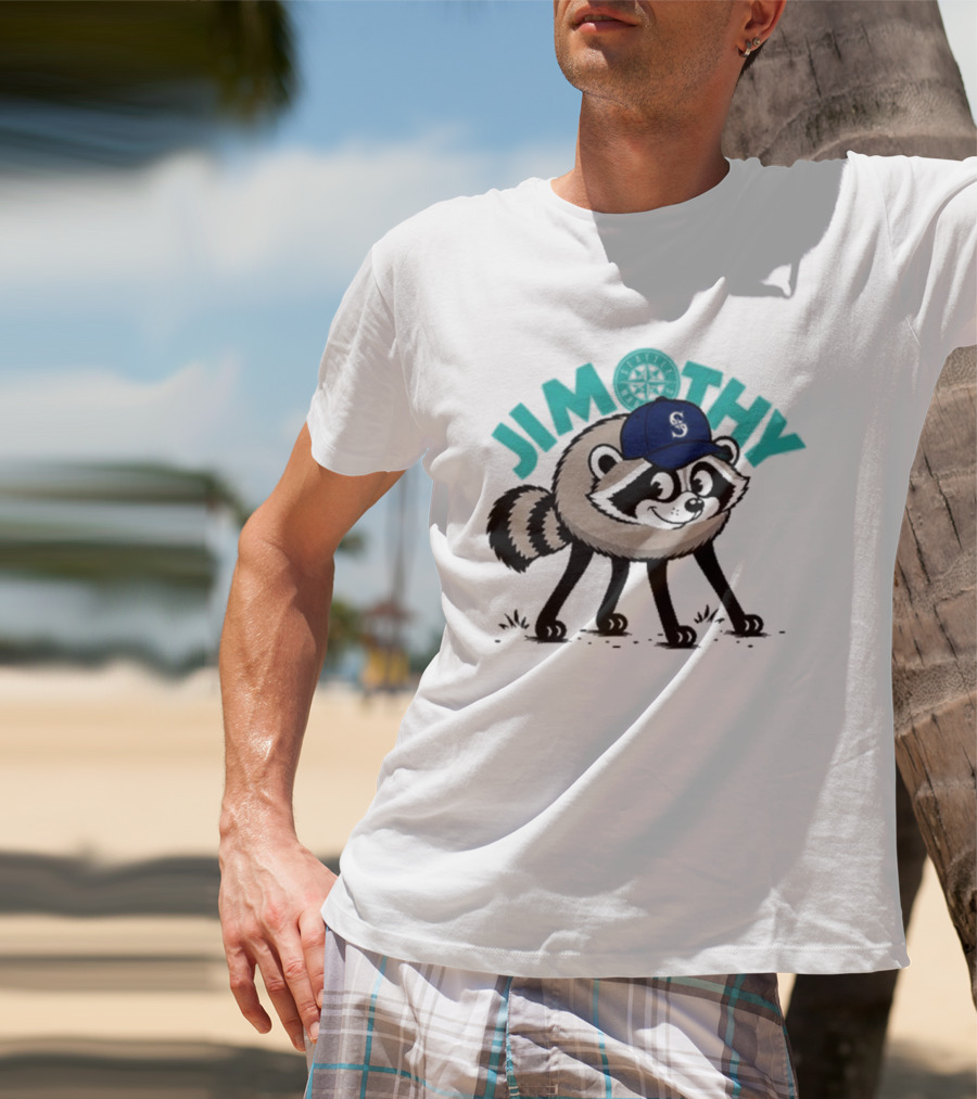 Jimothy Raccoon Mariners Baseball Cap T-Shirt