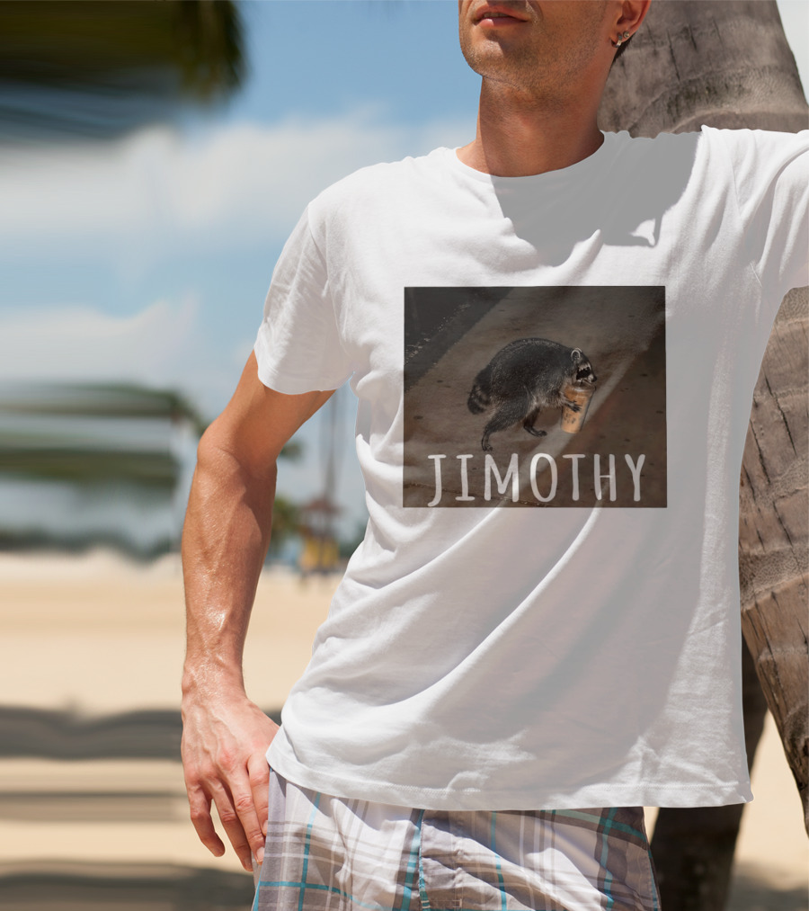 Jimothy Raccoon Carrying Iced Coffee Meme Animal Lover T-Shirt