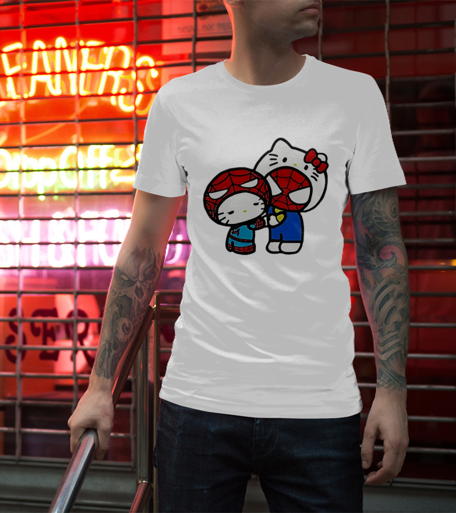 Kitty Hug Spider Man Mask Cute T-Shirt