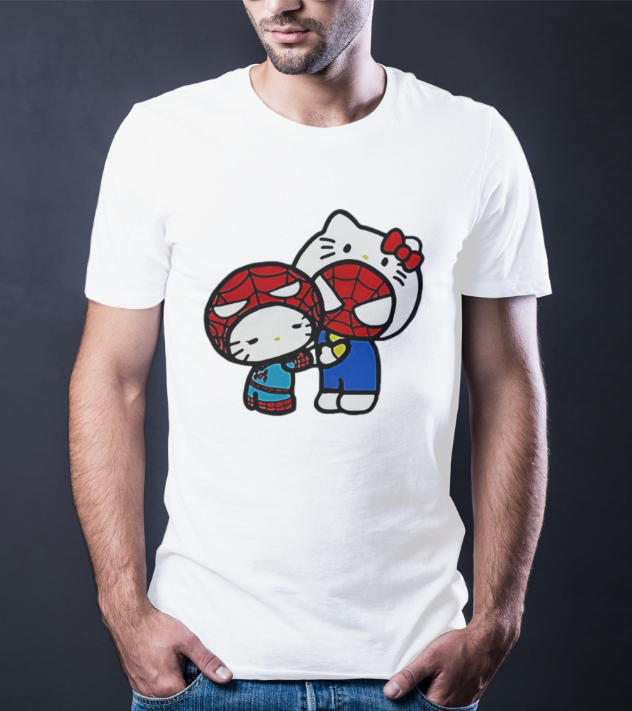 Kitty Hug Spider Man Mask Cute T-Shirt