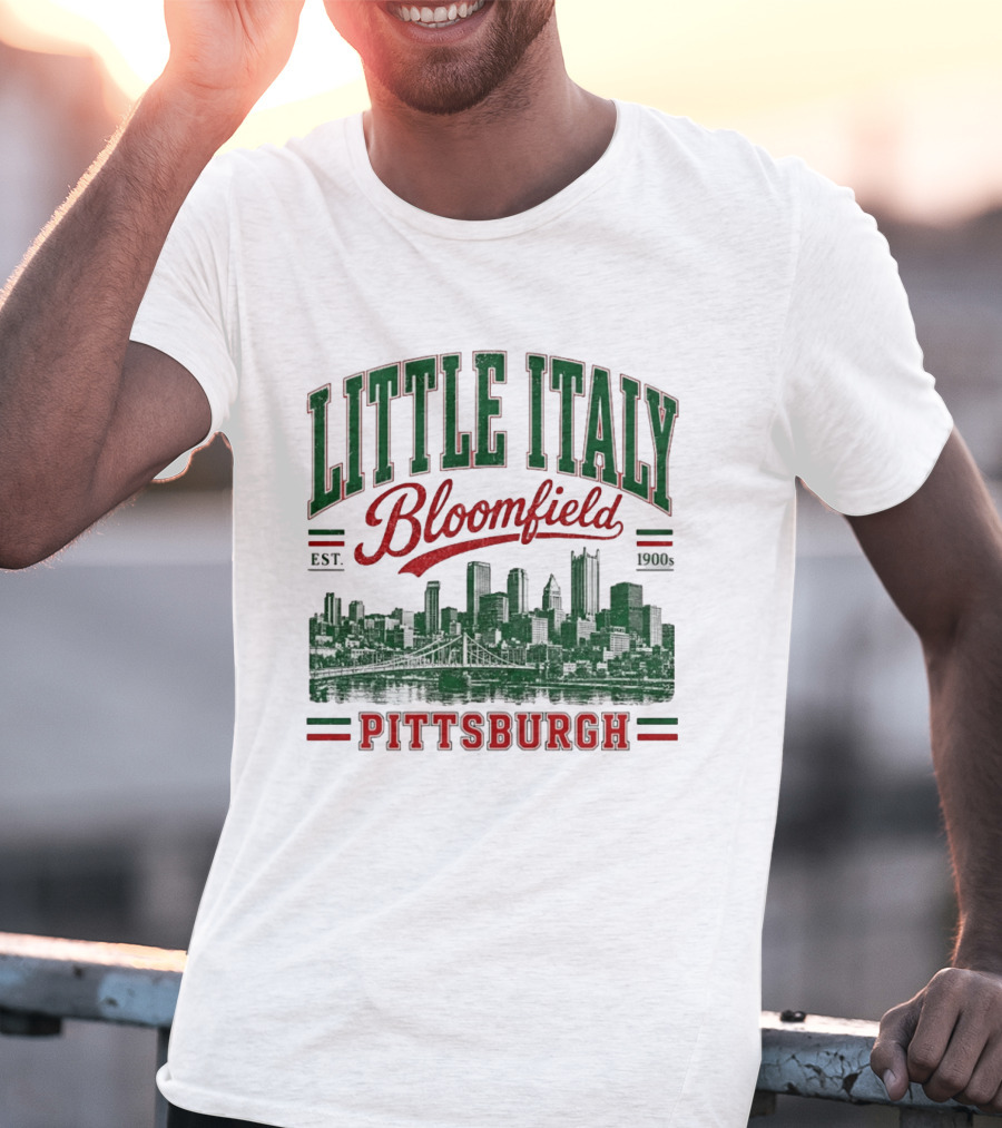 Little Italy Bloomfield Pittsburgh Est. 1900s Skyline Heritage T-Shirt
