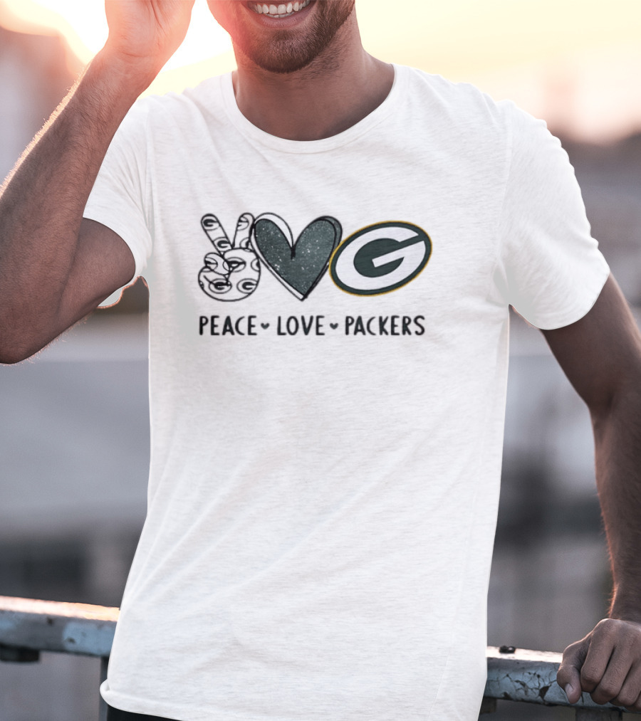 Peace Love Green Bay Packers Football Team NFL Fan Merchandise T-Shirt