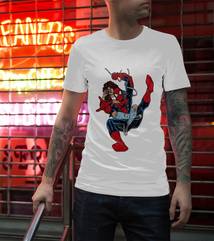 Spider Man The Heart Behind The Hero Photography Pose T-Shirt