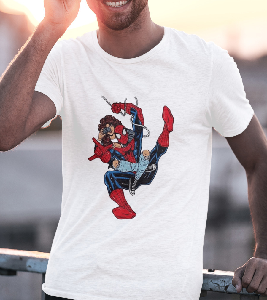 Spider Man The Heart Behind The Hero Photography Pose T-Shirt