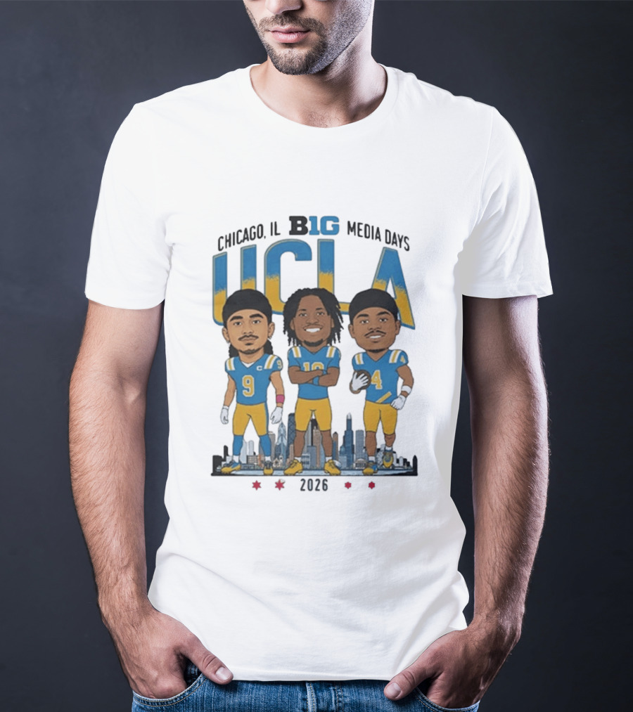 Chicago IL Big Media Days UCLA Bruins Football 2026 Player Caricature T-Shirt