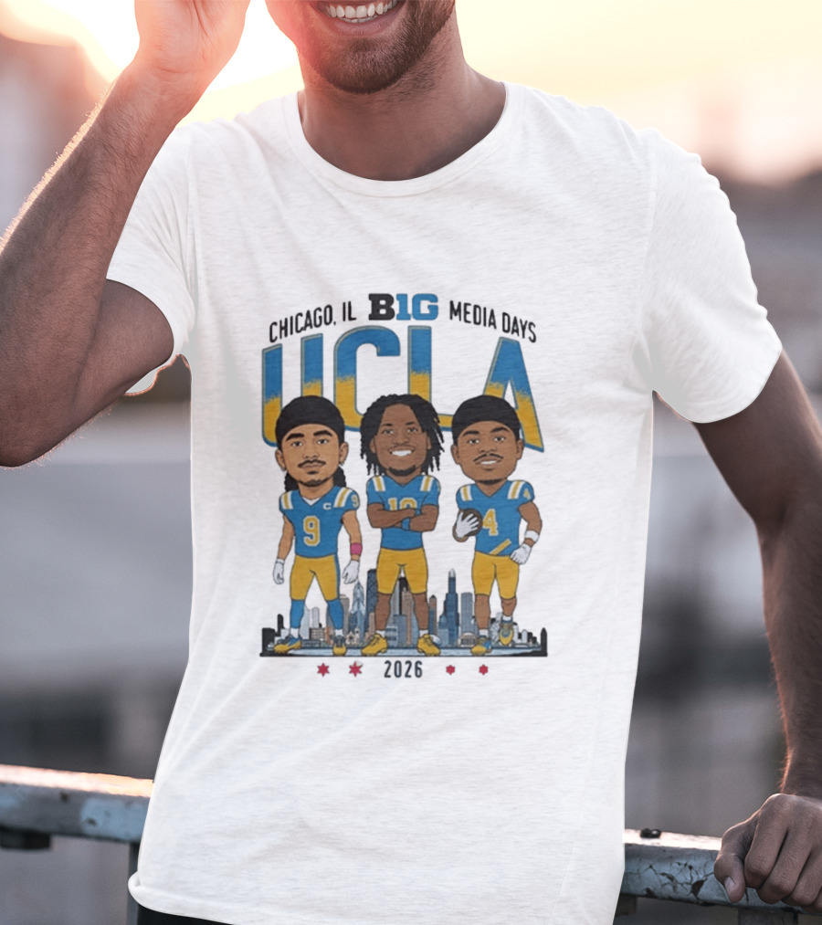 Chicago IL Big Media Days UCLA Bruins Football 2026 Player Caricature T-Shirt