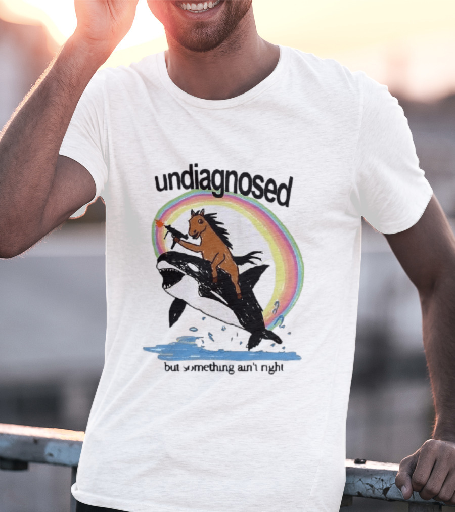 Undiagnosed Horse Riding Orca But Something Ain't Right Gun Rainbow T-Shirt
