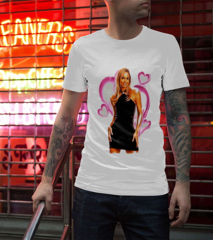 WWE Stacy Keibler Pink Hearts Glamorous Pose T-Shirt