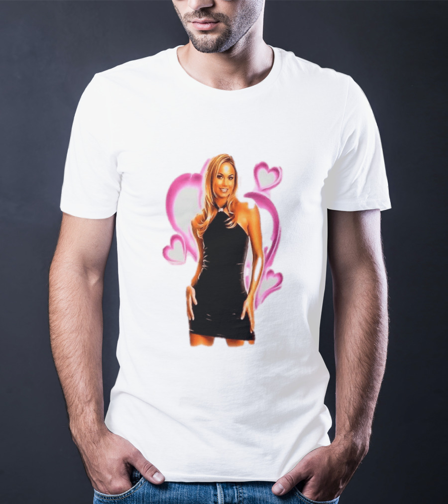 WWE Stacy Keibler Pink Hearts Glamorous Pose T-Shirt