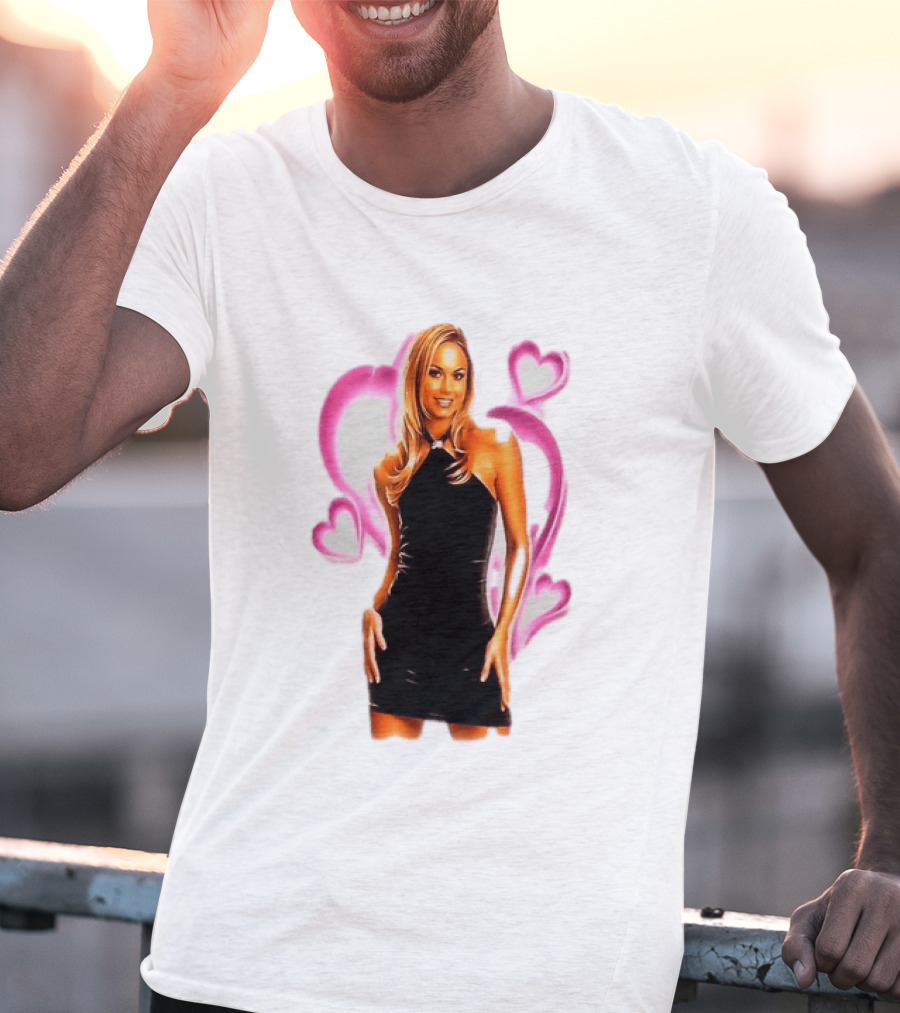 WWE Stacy Keibler Pink Hearts Glamorous Pose T-Shirt
