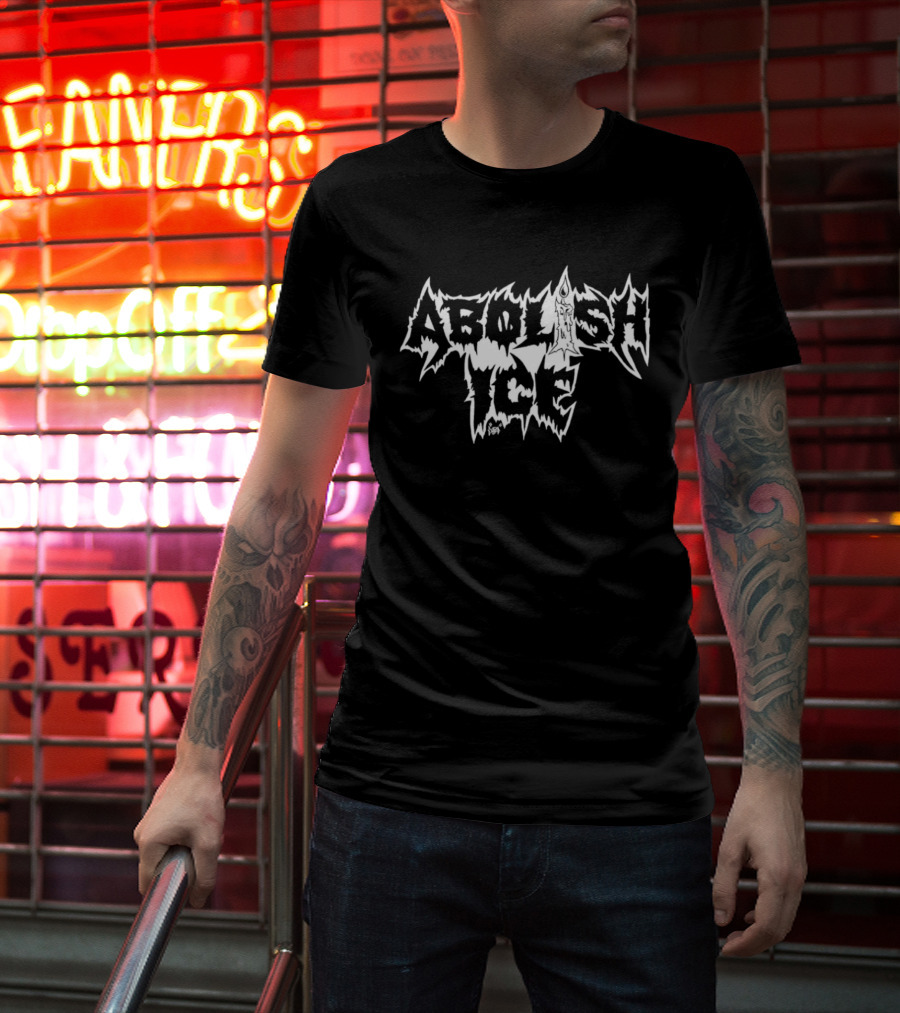 Abolish Ice Metal Font Spiky T-Shirt