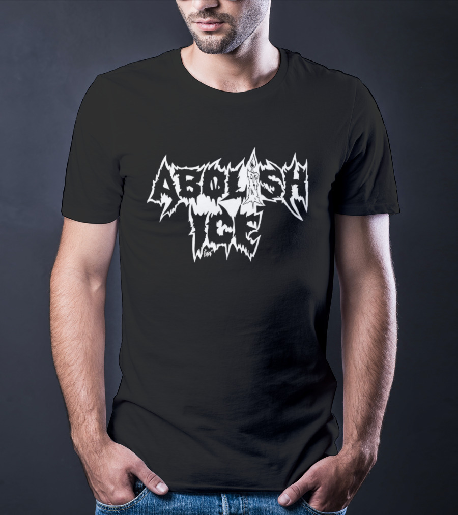 Abolish Ice Metal Font Spiky T-Shirt