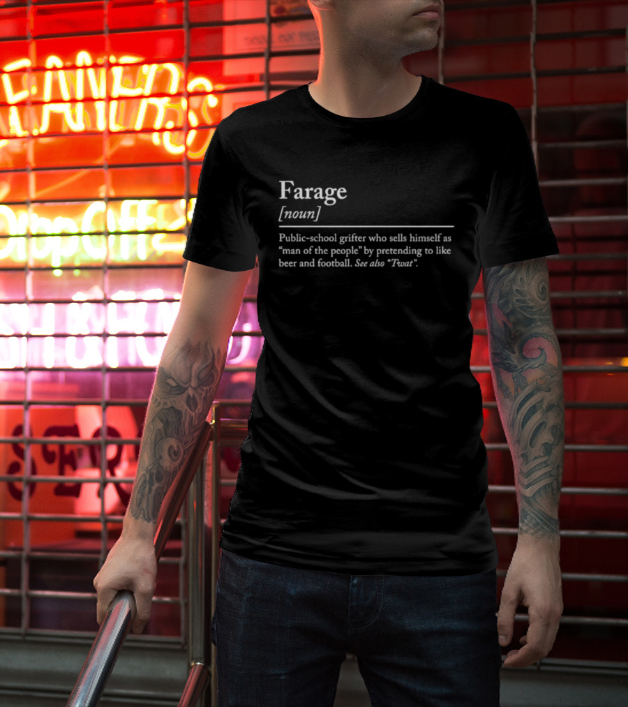 Farage Public School Grifter Man Of People Pretending Beer Football T-Shirt
