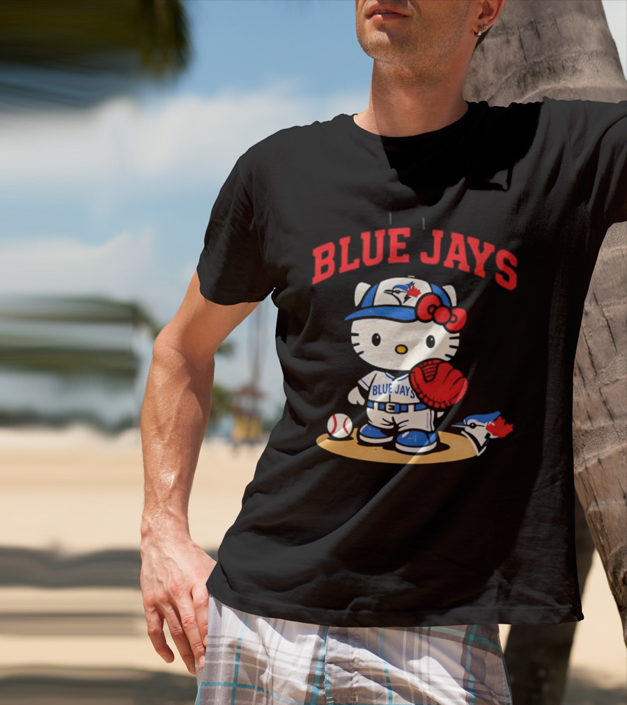Hello Kitty Toronto Blue Jays Collaboration Baseball Cute Character Merchandise T-Shirt