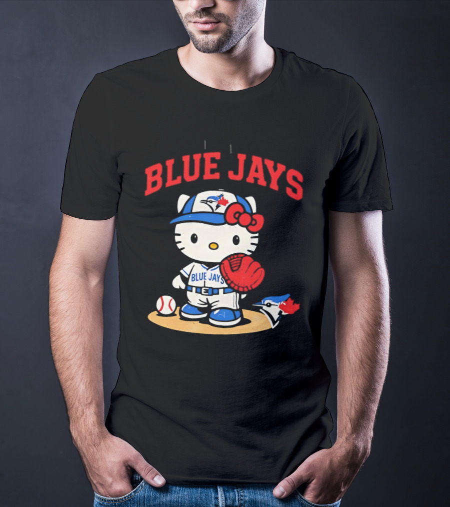 Hello Kitty Toronto Blue Jays Collaboration Baseball Cute Character Merchandise T-Shirt