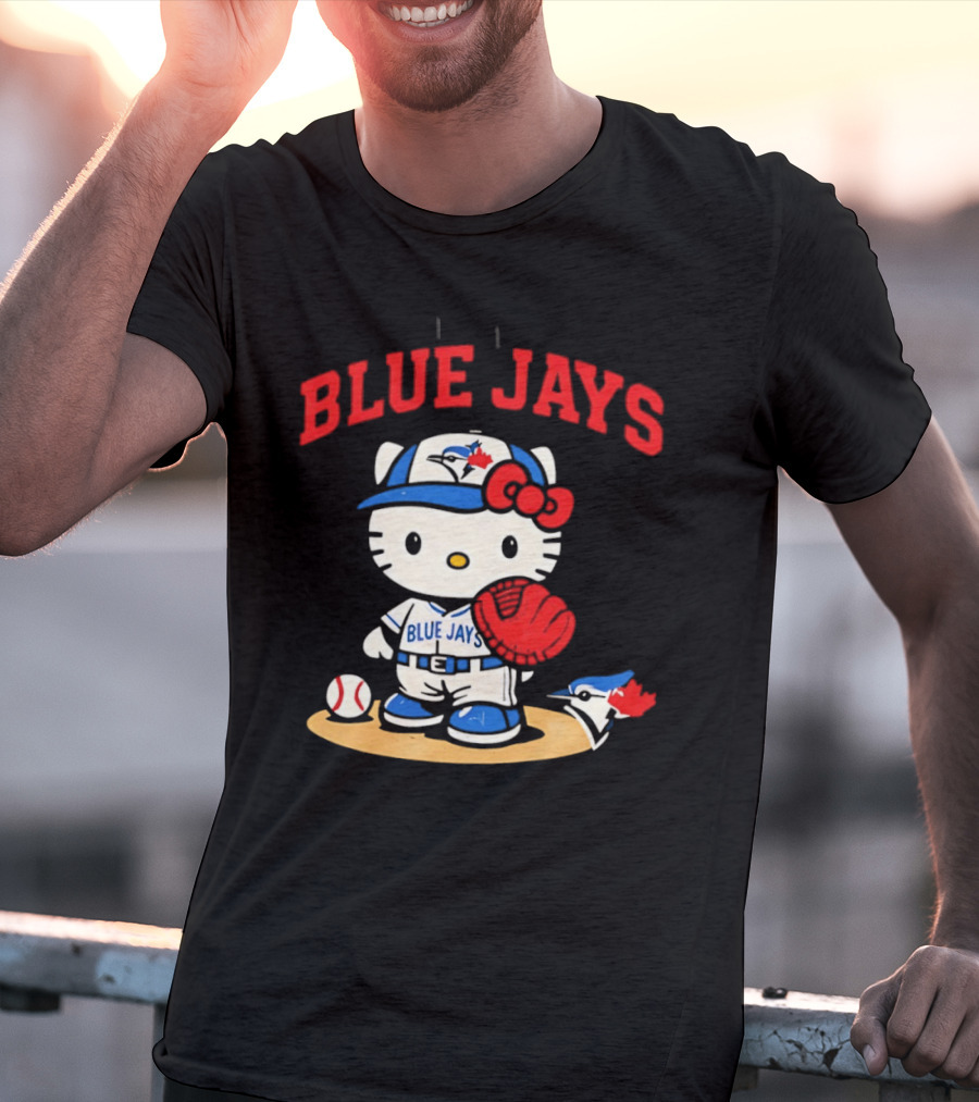 Hello Kitty Toronto Blue Jays Collaboration Baseball Cute Character Merchandise T-Shirt