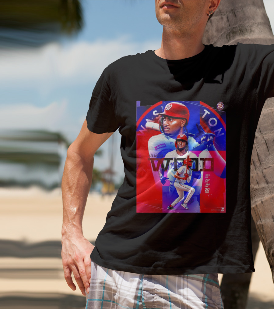 James Wood Washington Nationals .272 AVG .398 OBP 30 HR Collage T-Shirt