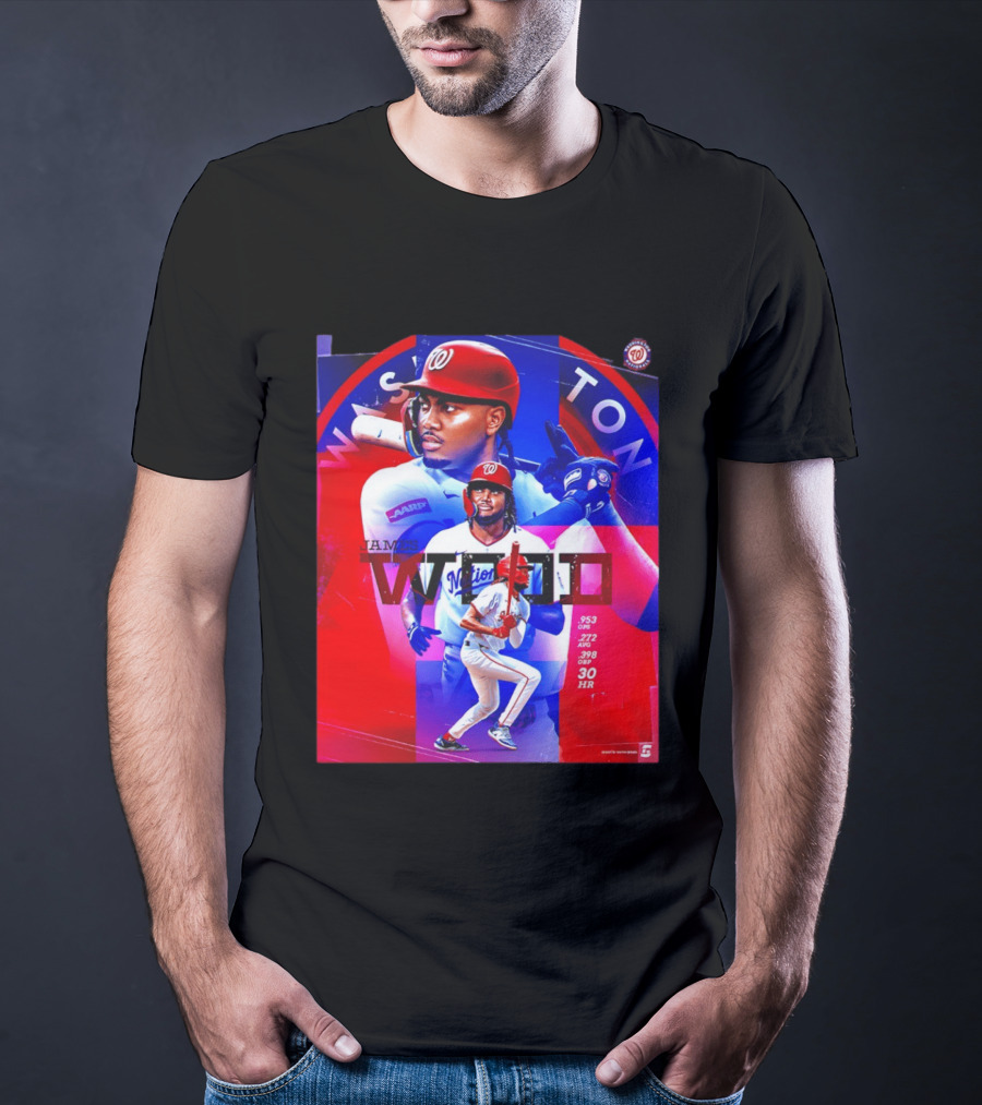James Wood Washington Nationals .272 AVG .398 OBP 30 HR Collage T-Shirt